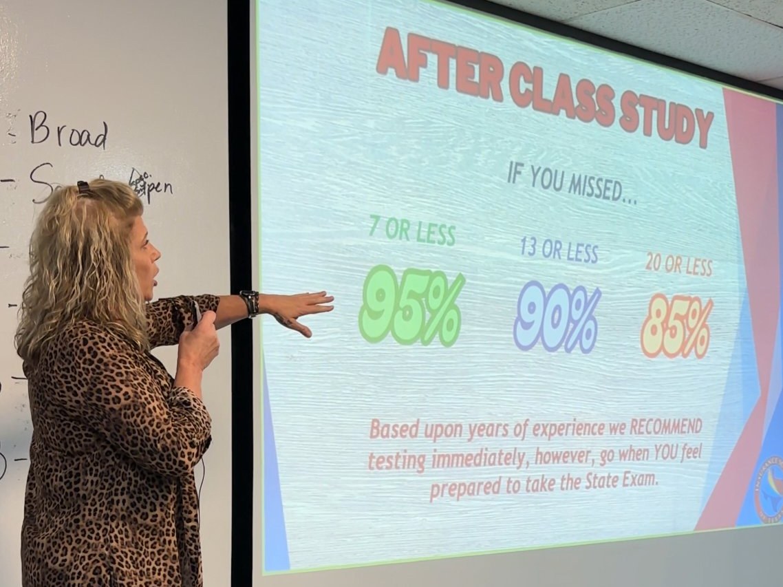 About Us - Insurance School of Texas Insurance School of Texas instructor teaching a Texas pre-licensing class